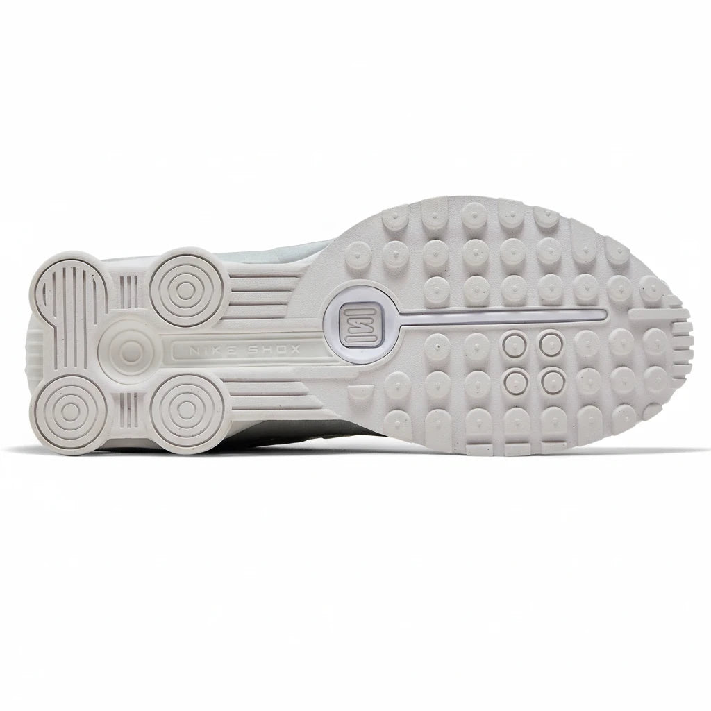 Nike Shox R4 Blanc / Gris métallisé - Sneakaddixct