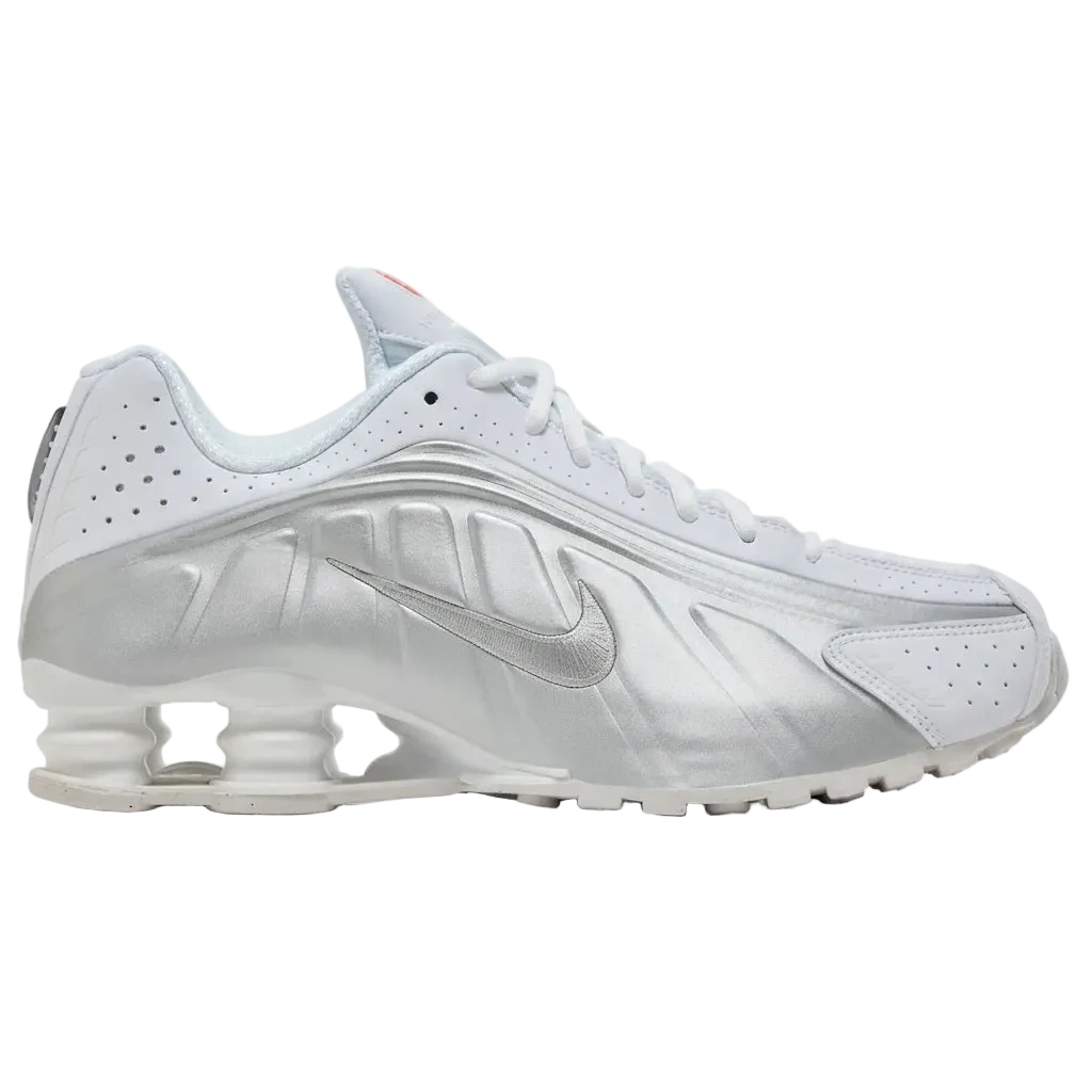 Nike Shox R4 Blanc / Gris métallisé - Sneakaddixct