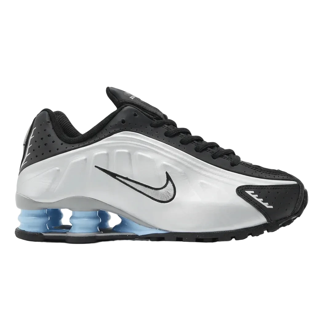 Nike Shox R4 Noir / Gris métallisé / Bleu turquoise - Sneakaddixct