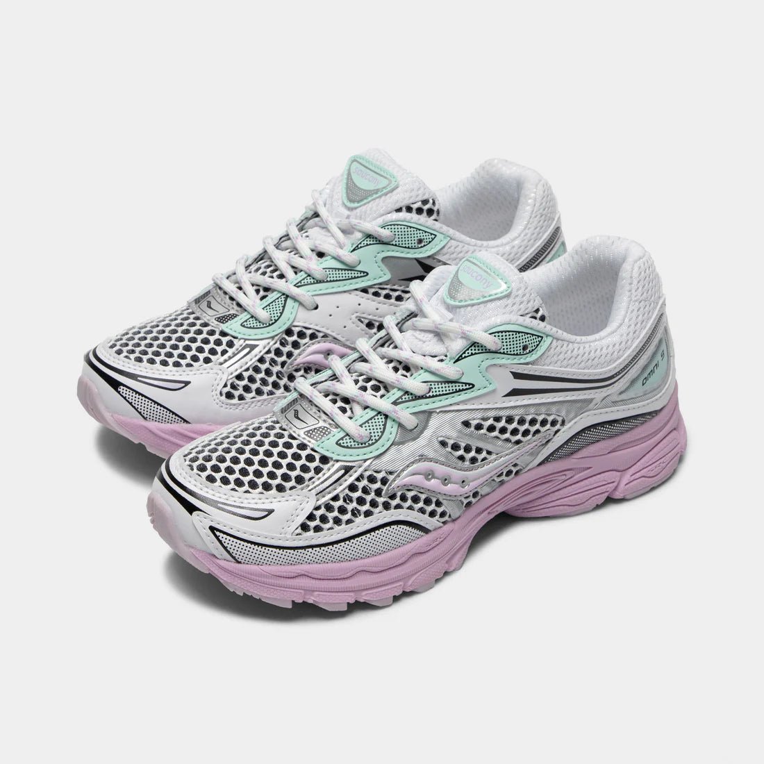 Saucony ProGrid Omni 9 Rose/Blanc/Gris métallique - Sneakaddixct